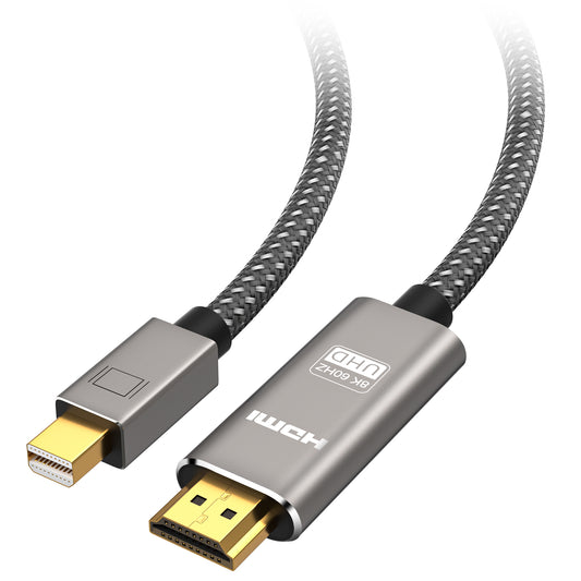 8K Mini DisplayPort to HDMI Cable 10ft, 4K@240Hz/8K@60Hz Unidirectional Mini DP 1.4 to HDM Cord,HDR 48Gbps High-Speed for Thunderbolt 2 MacBook Surface Pro Laptop PC Monitor Projector