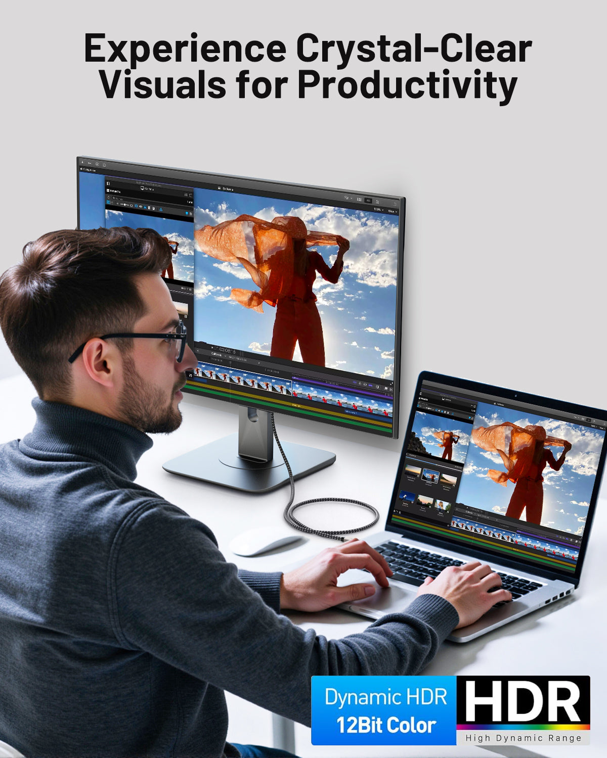 8K Mini DisplayPort to HDMI Cable 10ft, 4K@240Hz/8K@60Hz Unidirectional Mini DP 1.4 to HDM Cord,HDR 48Gbps High-Speed for Thunderbolt 2 MacBook Surface Pro Laptop PC Monitor Projector